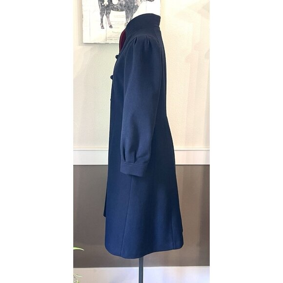 Vintage Freddi-Gail Wool Princess Coat M/L Navy Blue Midi Fit & Flare - Picture 8 of 9